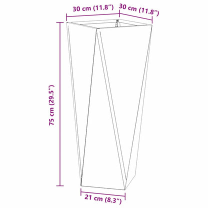 Pflanzkübel Anthrazit 30 x 30 x 75 cm Stahl