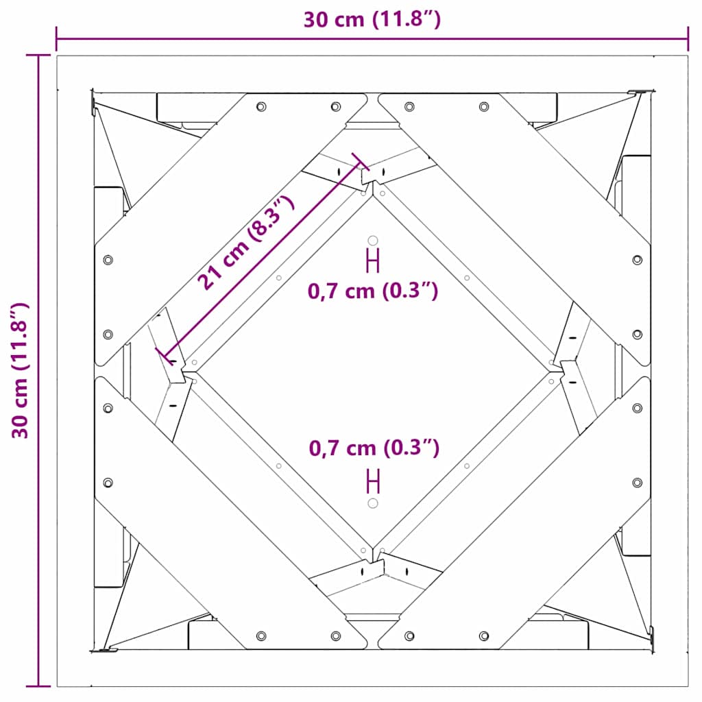 Pflanzkübel Anthrazit 30 x 30 x 75 cm Stahl