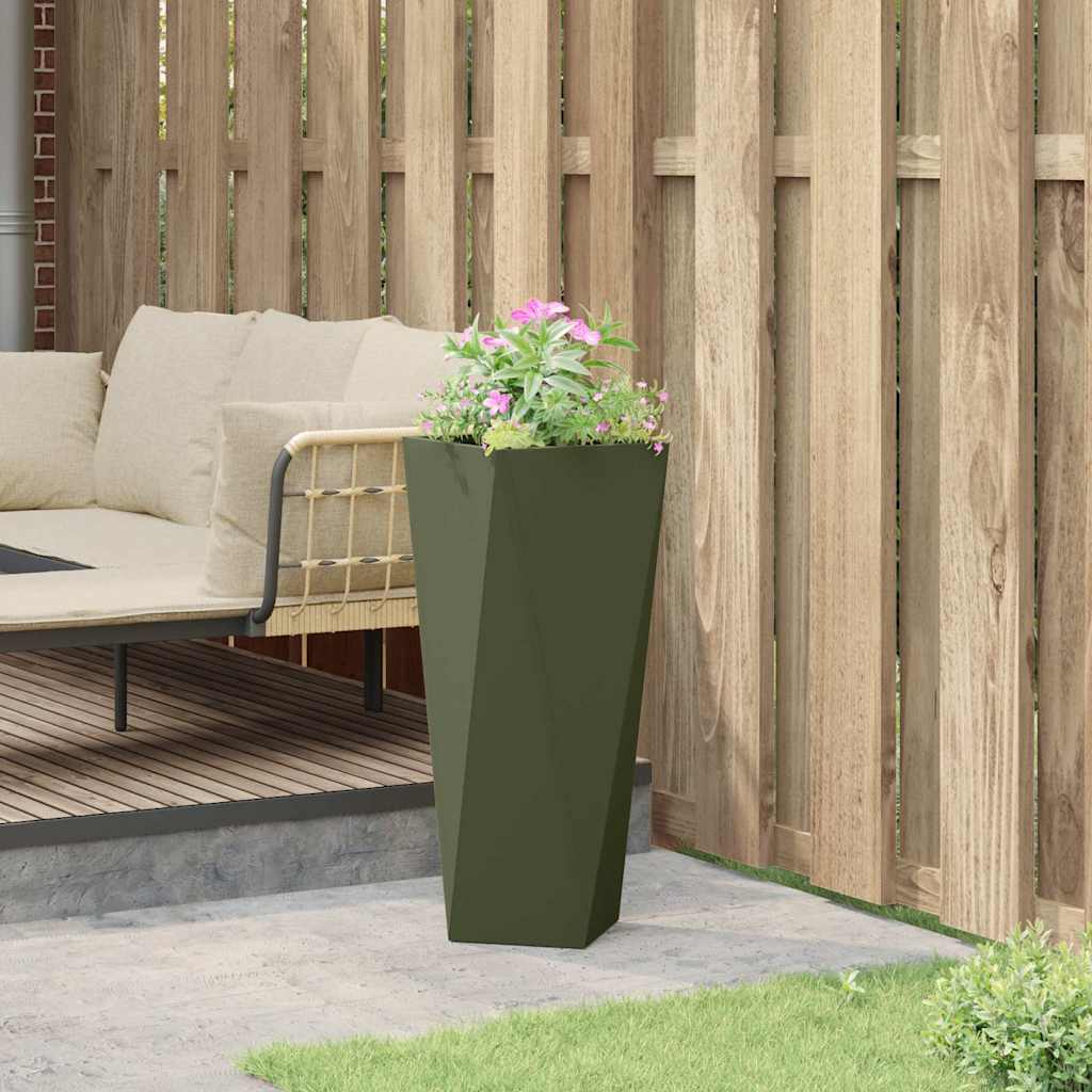 vidaXL Jardinière vert olive 30 x 30 x 75 cm acier