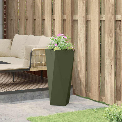 vidaXL Jardinière vert olive 30 x 30 x 75 cm acier