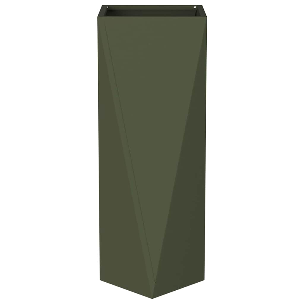 vidaXL Jardinière vert olive 30 x 30 x 75 cm acier