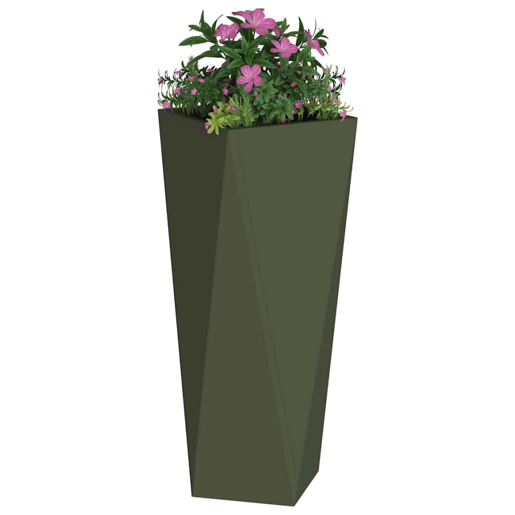 vidaXL Jardinière vert olive 30 x 30 x 75 cm acier