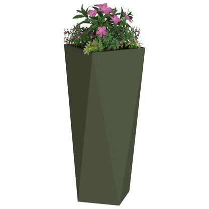 vidaXL Pflanzkübel 2 pcs Olive Grün 30 x 30 x 75 cm Stahl