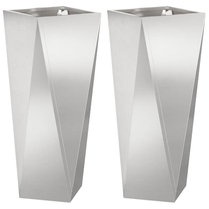 vidaXL Jardinières 2 pcs Argent 30 x 30 x 75 cm Acier inoxydable