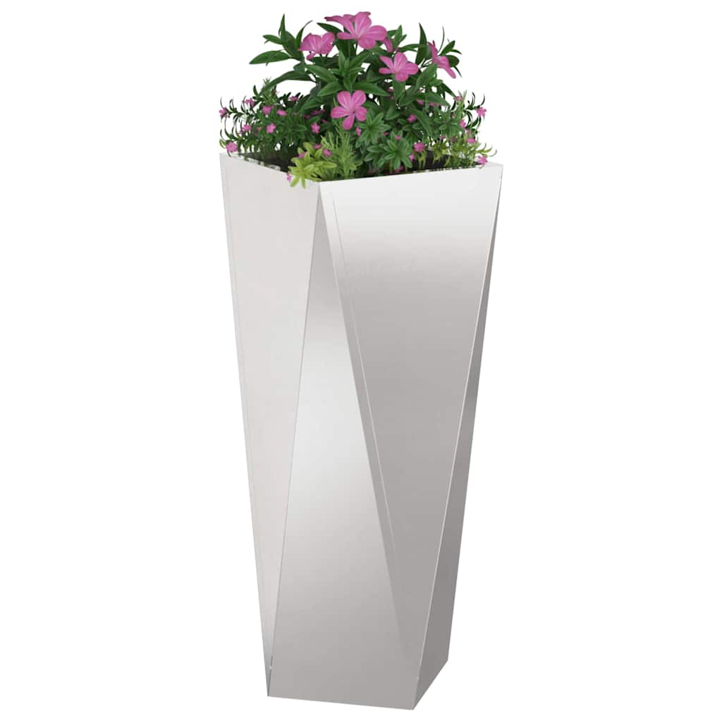 vidaXL Jardinières 2 pcs Argent 30 x 30 x 75 cm Acier inoxydable