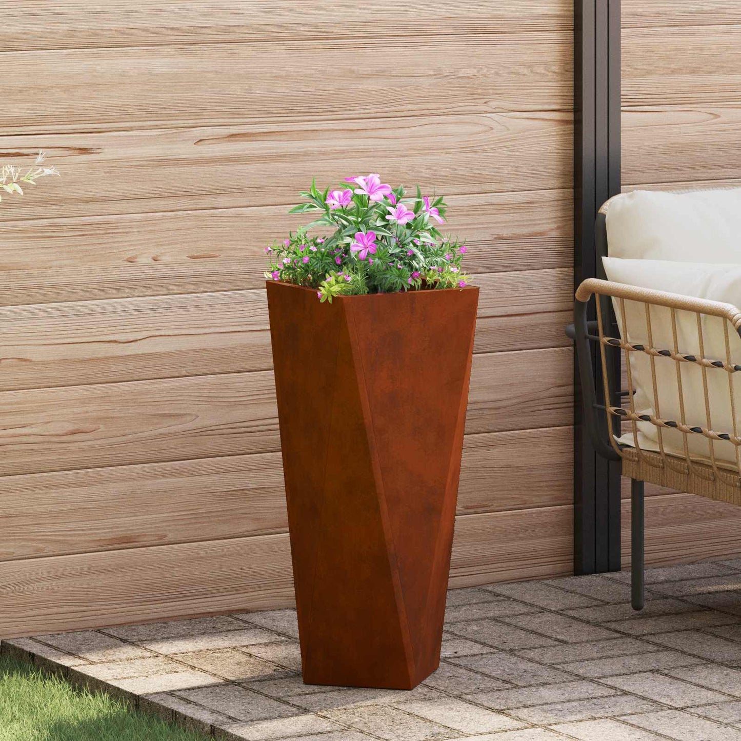 vidaXL Jardinières 2 pcs Rouille 30 x 30 x 75 cm Acier corten