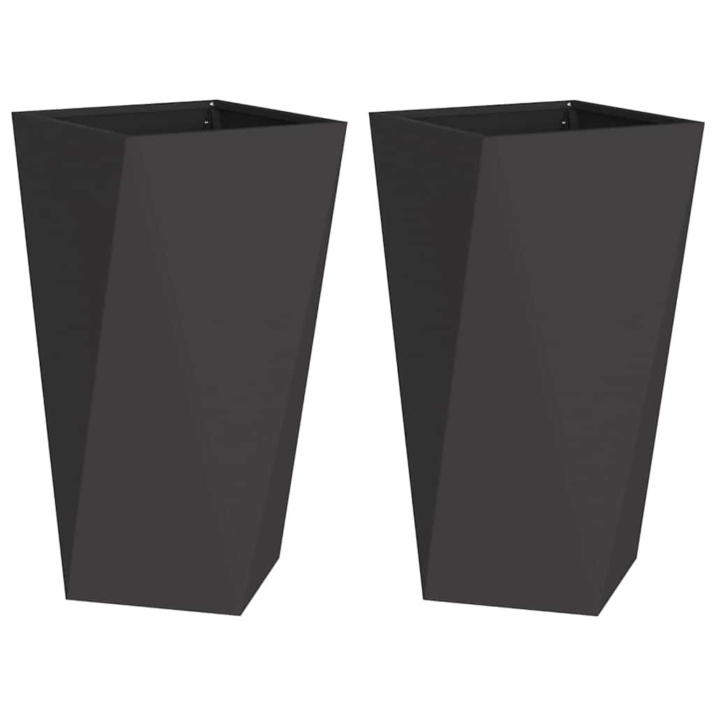 vidaXL Jardinières 2 pcs Noir 40 x 40 x 75 cm Acier