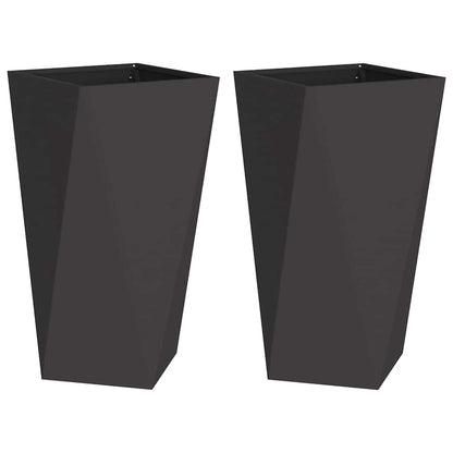 vidaXL Jardinières 2 pcs Noir 40 x 40 x 75 cm Acier