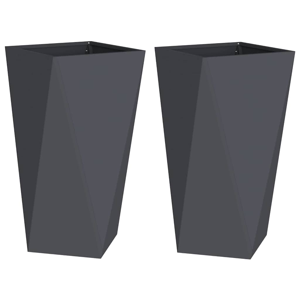 vidaXL Pflanzkübel 2 pcs Anthrazit 40 x 40 x 75 cm Stahl