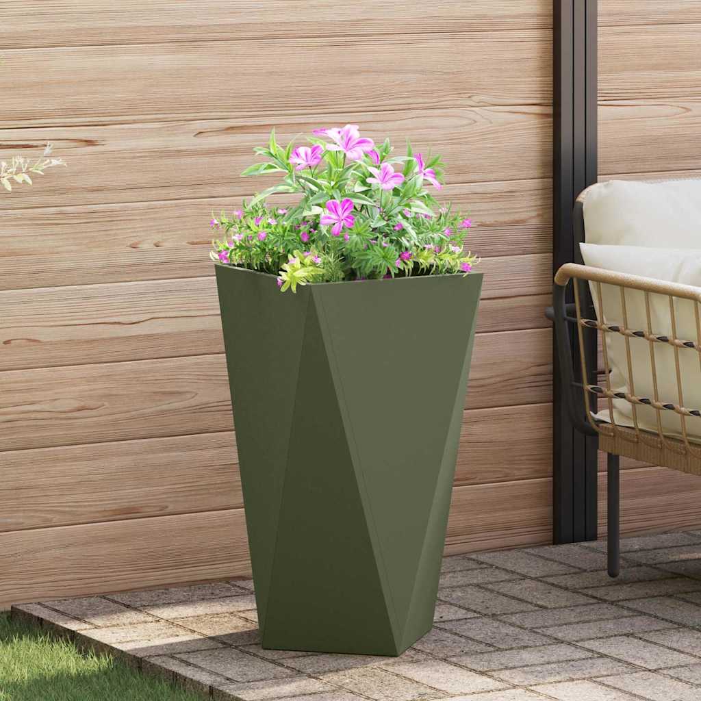 vidaXL Pflanzkübel Olive Grün 40 x 40 x 75 cm Stahl