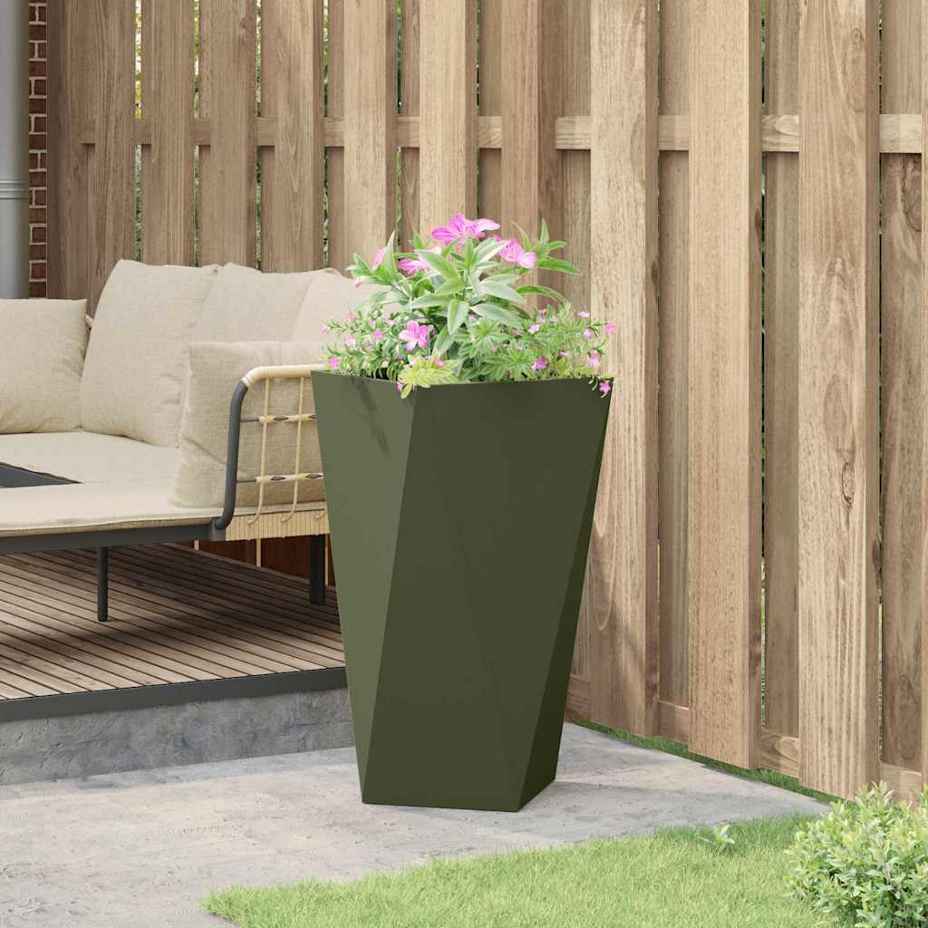 vidaXL Pflanzkübel Olive Grün 40 x 40 x 75 cm Stahl