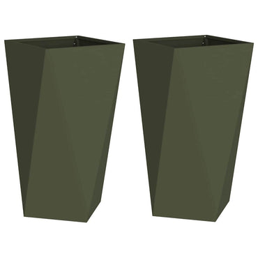 vidaXL Pflanzkübel 2 pcs Olive Grün 40 x 40 x 75 cm Stahl