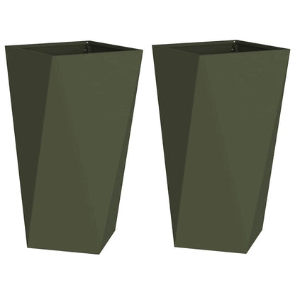 Pflanzkübel 2 pcs Olive Grün 40 x 40 x 75 cm Stahl