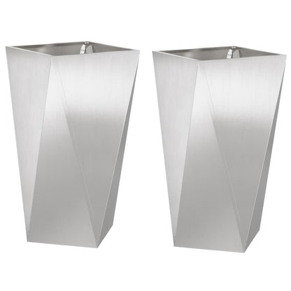 vidaXL Pflanzkübel 2 pcs Silber 40 x 40 x 75 cm Edelstahl