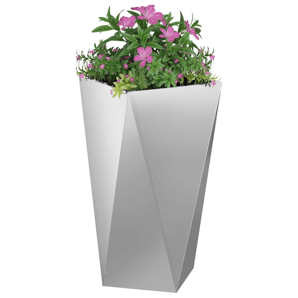 vidaXL Pflanzkübel Silber 40 x 40 x 75 cm Verzinkter Stahl