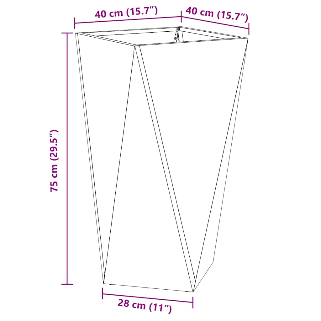 vidaXL Pflanzkübel Rostig 40 x 40 x 75 cm Wetterfeststahl