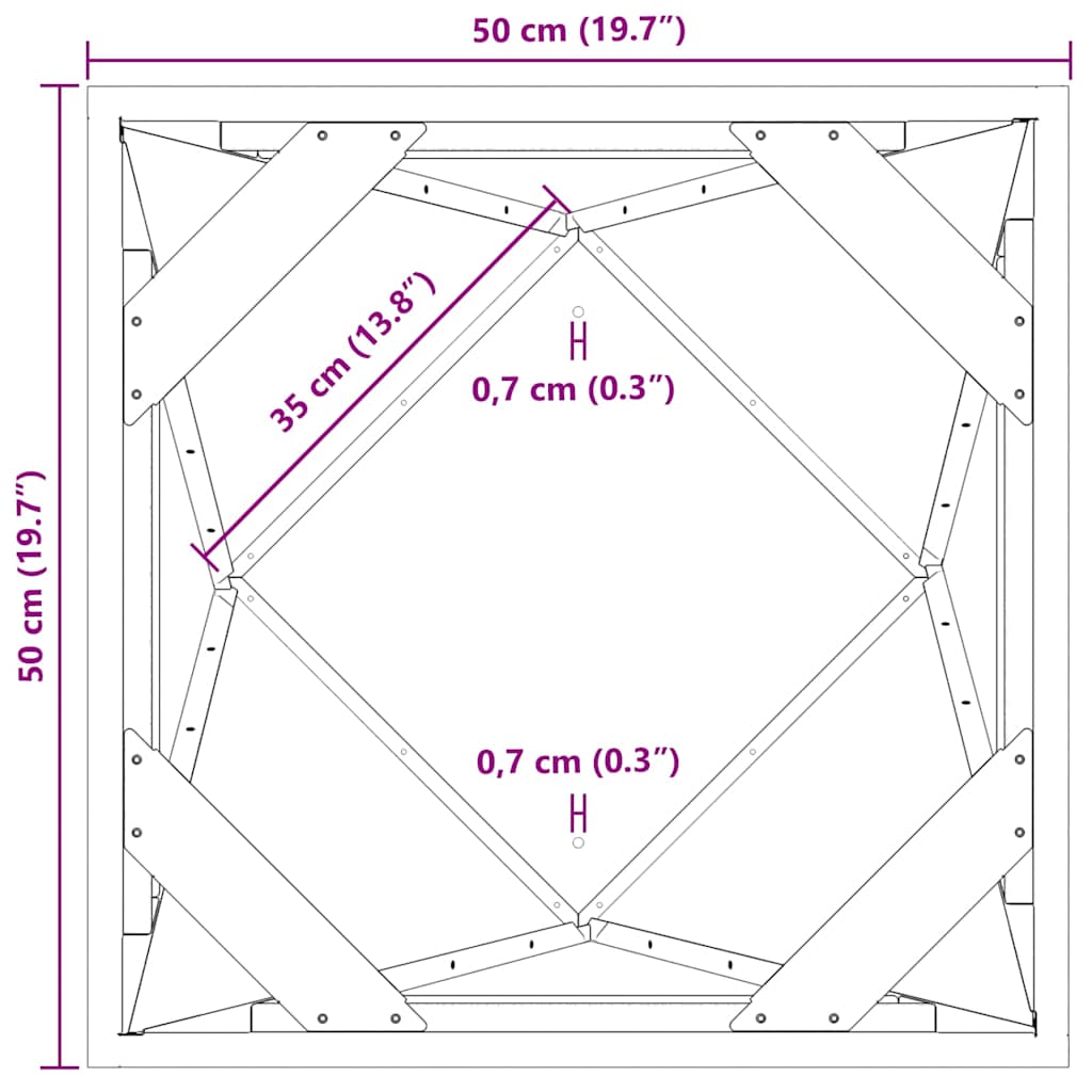 vidaXL Pflanzkübel Schwarz 50 x 50 x 75 cm Stahl
