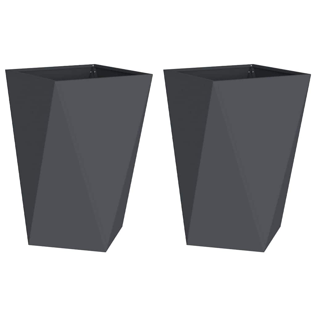 vidaXL Pflanzkübel 2 pcs Anthrazit 50 x 50 x 75 cm Stahl