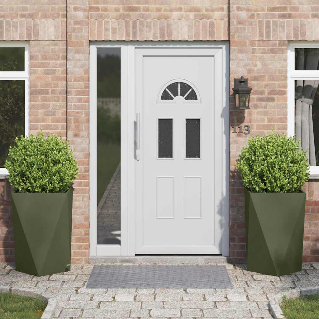vidaXL Jardinières 2 pcs Vert olive 50 x 50 x 75 cm Acier