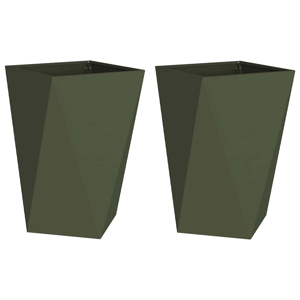 vidaXL Jardinières 2 pcs Vert olive 50 x 50 x 75 cm Acier