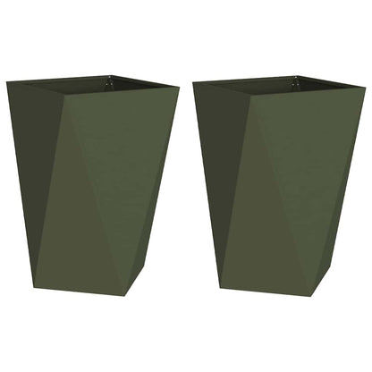 vidaXL Jardinières 2 pcs Vert olive 50 x 50 x 75 cm Acier