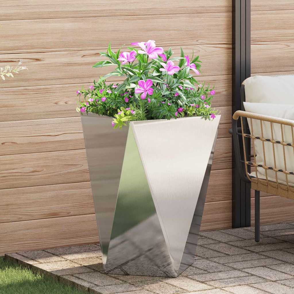 vidaXL Jardinière argentée 50 x 50 x 75 cm acier inoxydable