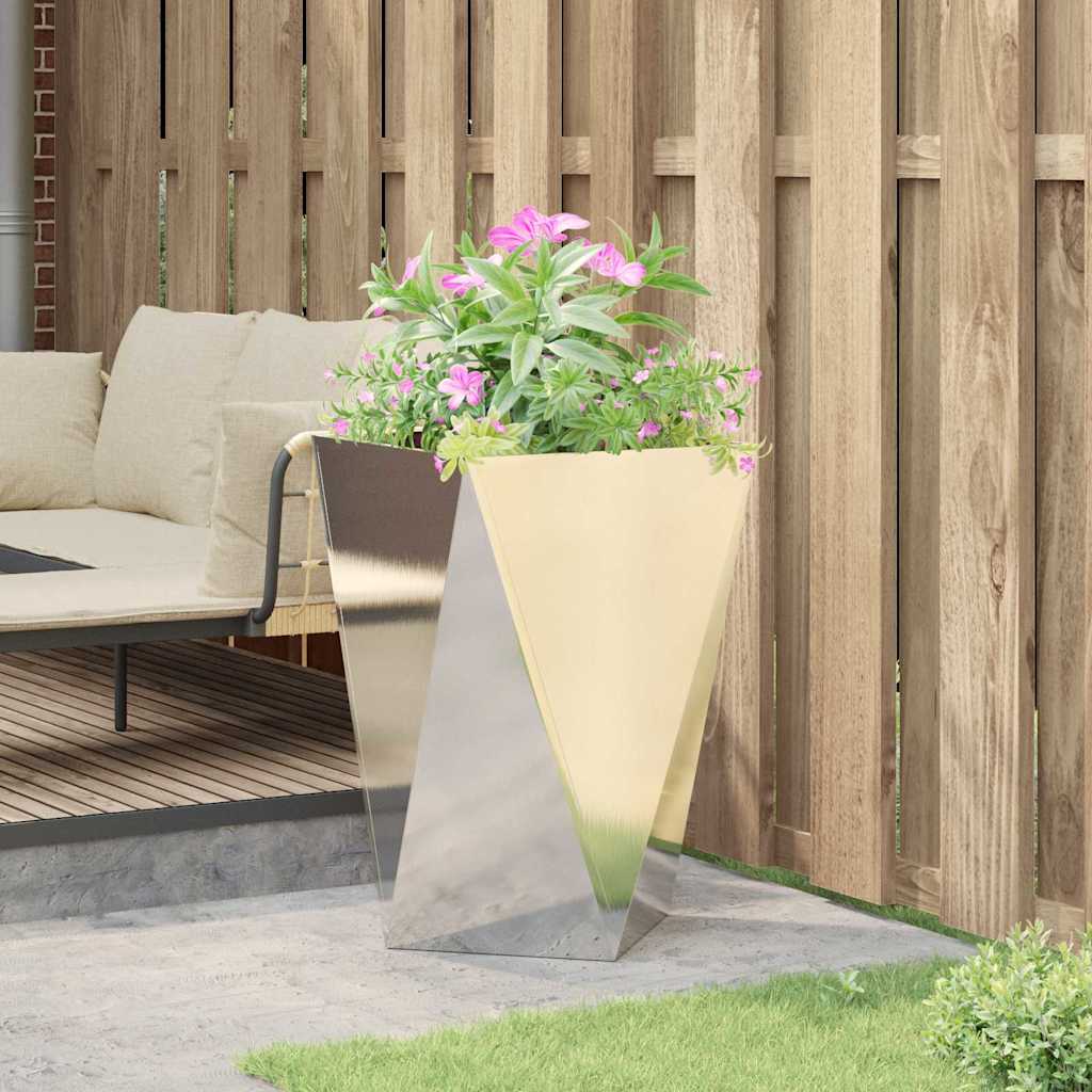 vidaXL Jardinière argentée 50 x 50 x 75 cm acier inoxydable