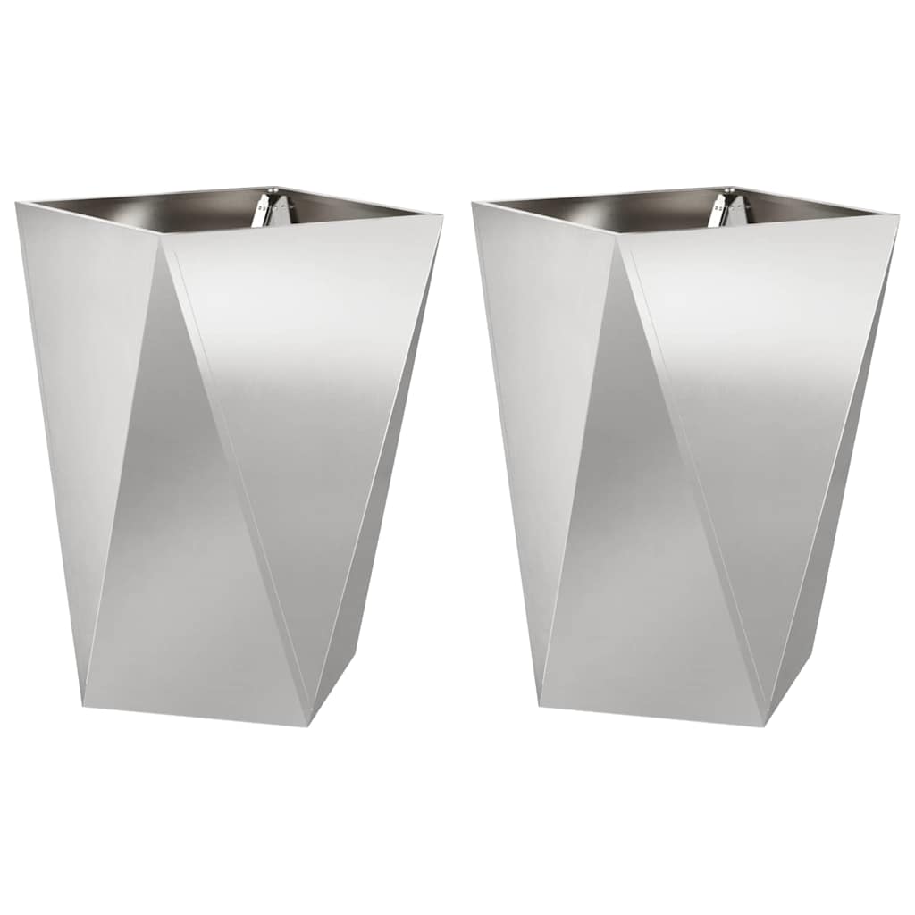 vidaXL Jardinières 2 pcs Argent 50 x 50 x 75 cm Acier inoxydable