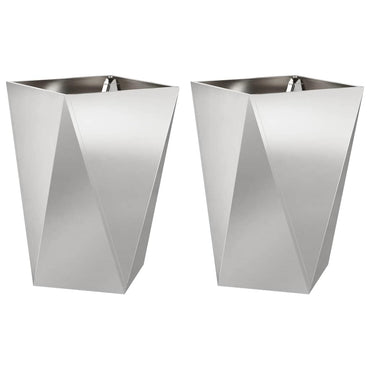 vidaXL Jardinières 2 pcs Argent 50 x 50 x 75 cm Acier inoxydable