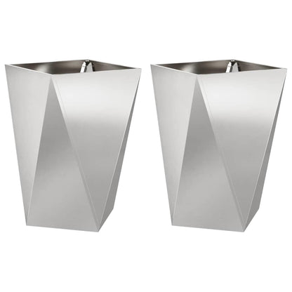 vidaXL Jardinières 2 pcs Argent 50 x 50 x 75 cm Acier inoxydable