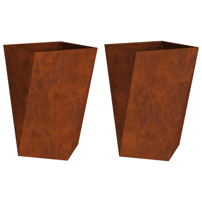vidaXL Pflanzkübel 2 pcs Rostig 50 x 50 x 75 cm Wetterfeststahl