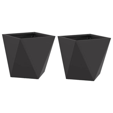 vidaXL Pflanzkübel 2 pcs Schwarz 30 x 30 x 30 cm Stahl