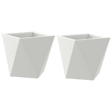 vidaXL Pflanzkübel 2 pcs Weiß 30 x 30 x 30 cm Stahl