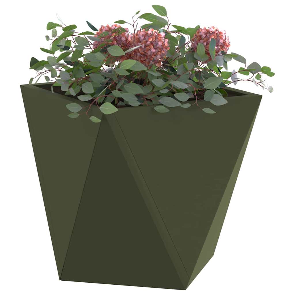 vidaXL Pflanzkübel 2 pcs Olive Grün 30 x 30 x 30 cm Stahl