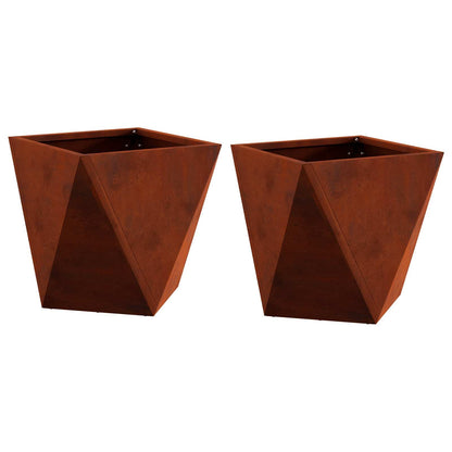 vidaXL Pflanzkübel 2 pcs Rostig 30 x 30 x 30 cm Wetterfeststahl