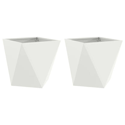 vidaXL Pflanzkübel 2 pcs Weiß 40 x 40 x 40 cm Stahl