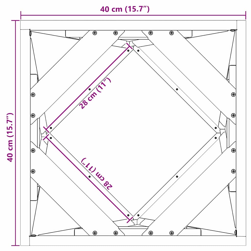 Pflanzkübel Anthrazit 40 x 40 x 40 cm Stahl