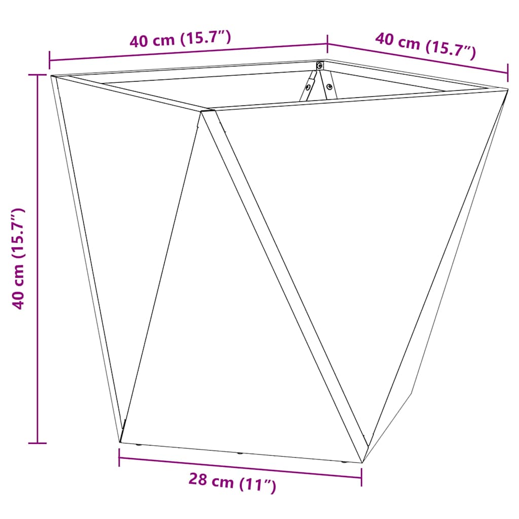Pflanzkübel Anthrazit 40 x 40 x 40 cm Stahl