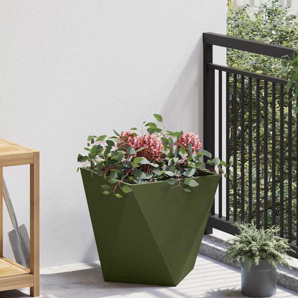 vidaXL Pflanzkübel Olive Grün 40 x 40 x 40 cm Stahl
