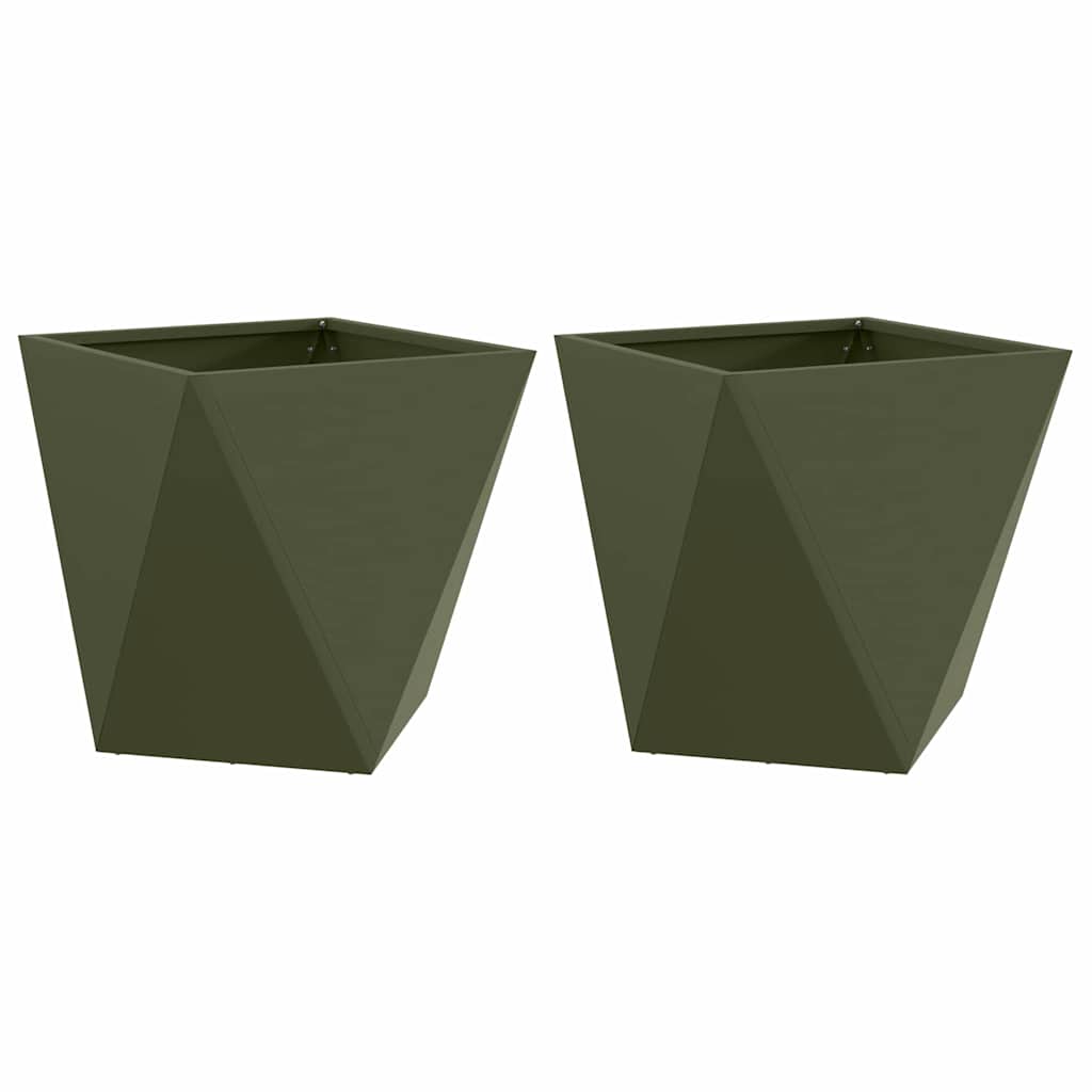 vidaXL Pflanzkübel 2 pcs Olive Grün 40 x 40 x 40 cm Stahl