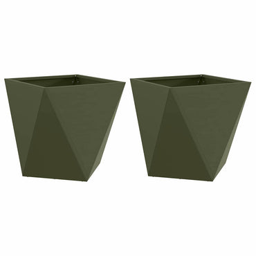vidaXL Pflanzkübel 2 pcs Olive Grün 40 x 40 x 40 cm Stahl