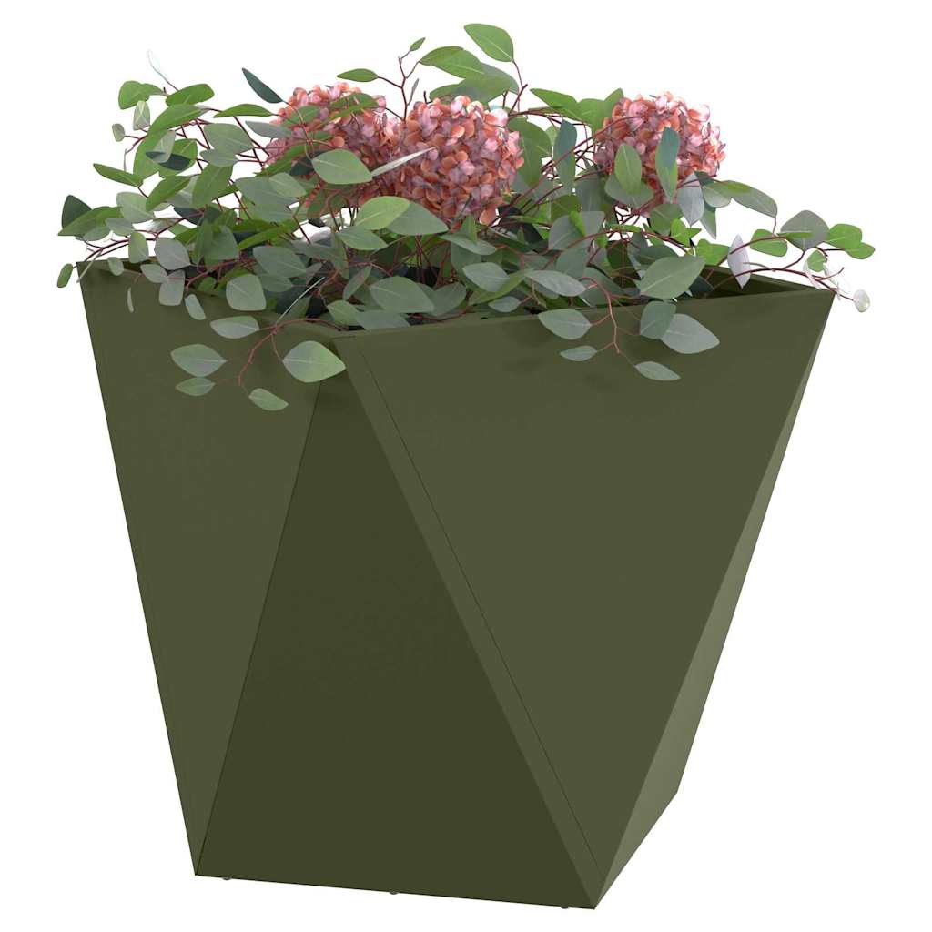vidaXL Pflanzkübel 2 pcs Olive Grün 40 x 40 x 40 cm Stahl