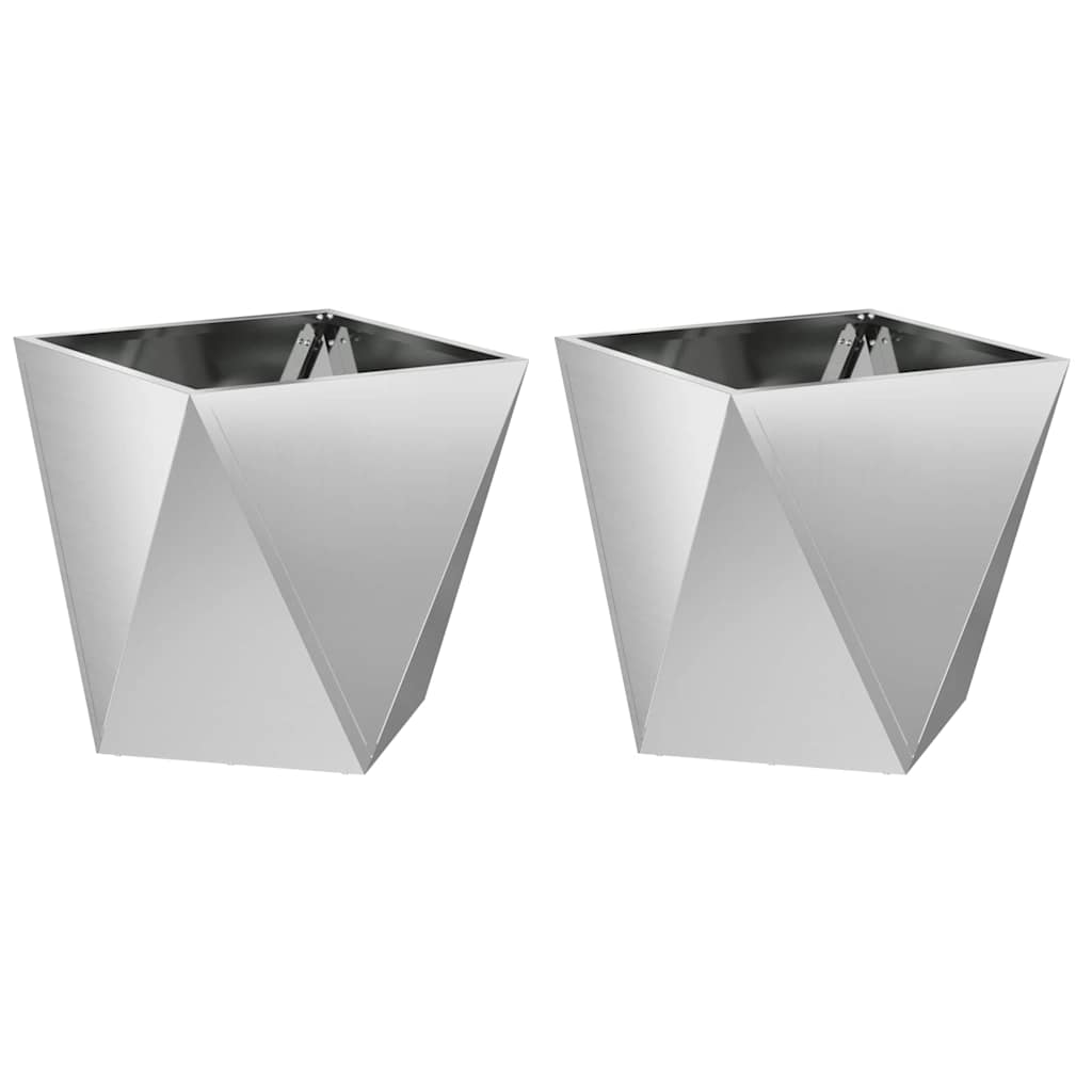 vidaXL Pflanzkübel 2 pcs Silber 40 x 40 x 40 cm Verzinkter Stahl
