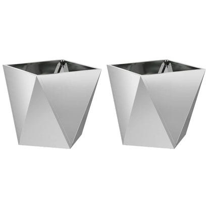 vidaXL Pflanzkübel 2 pcs Silber 40 x 40 x 40 cm Verzinkter Stahl