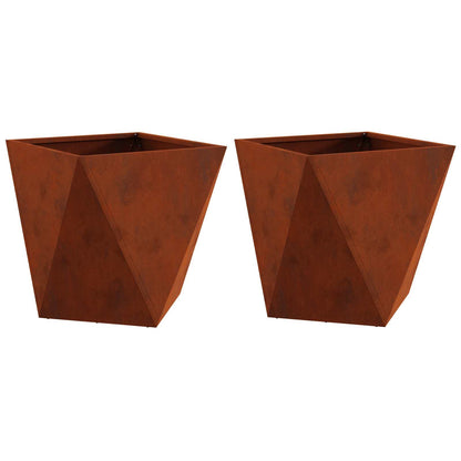 vidaXL Pflanzkübel 2 pcs Rostig 40 x 40 x 40 cm Wetterfeststahl