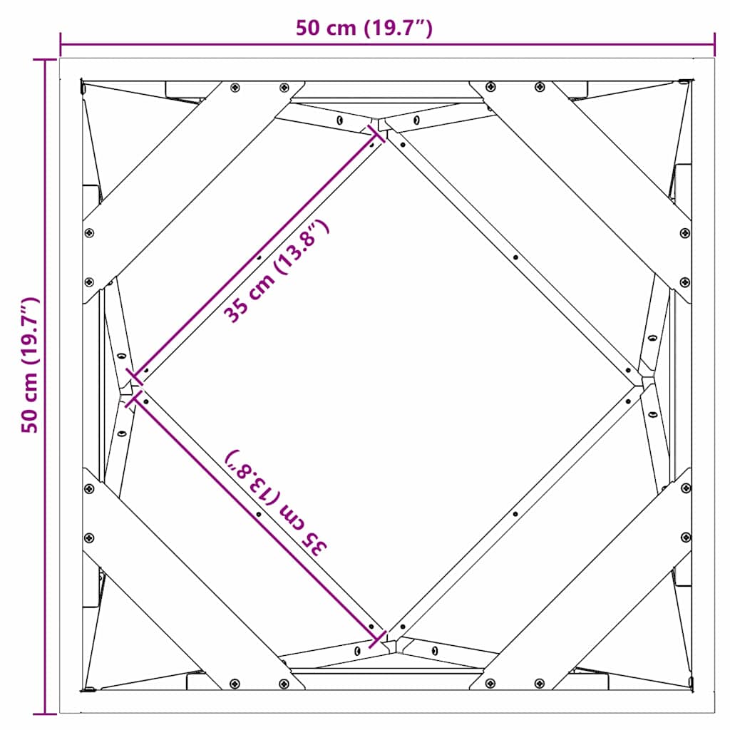 Pflanzkübel Anthrazit 50 x 50 x 50 cm Stahl