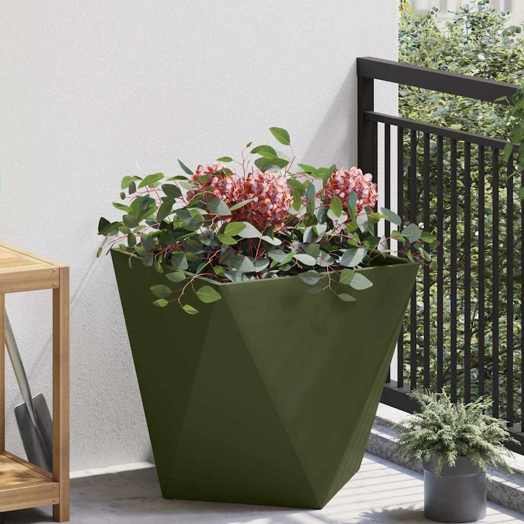 vidaXL Pflanzkübel Olive Grün 50 x 50 x 50 cm Stahl