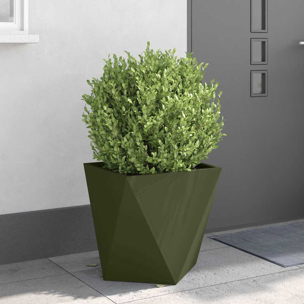 vidaXL Pflanzkübel 2 pcs Olive Grün 50 x 50 x 50 cm Stahl