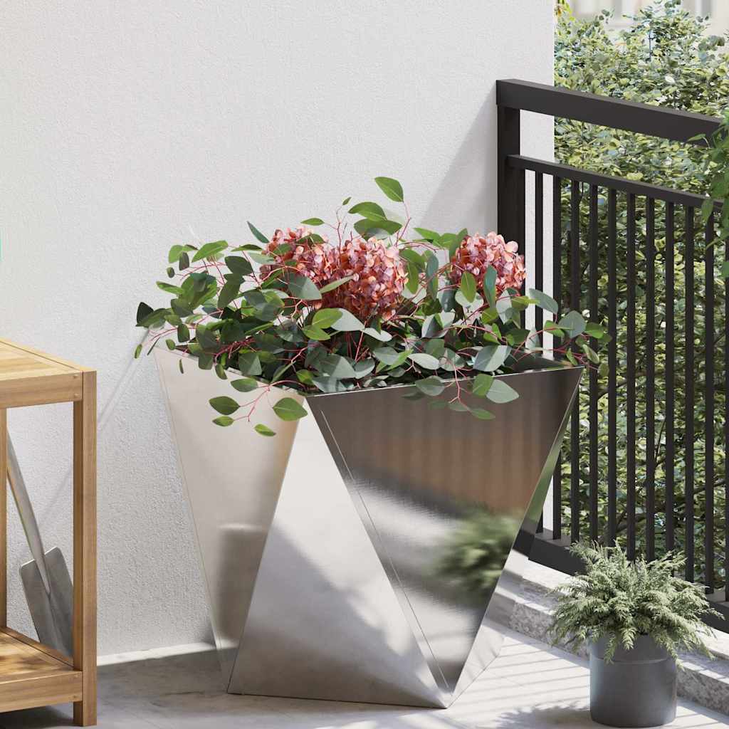 vidaXL Pflanzkübel Silber 50 x 50 x 50 cm Edelstahl