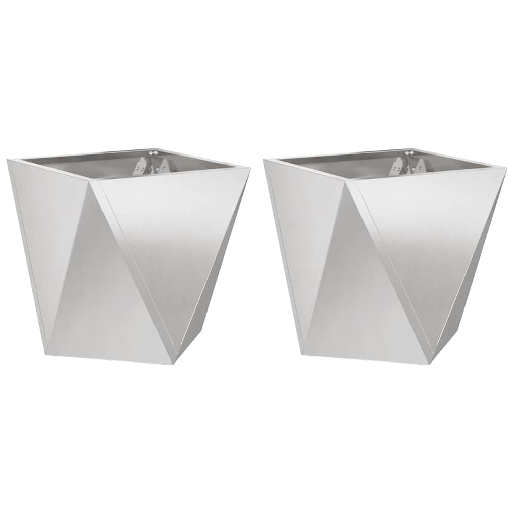 vidaXL Pflanzkübel 2 pcs Silber 50 x 50 x 50 cm Edelstahl